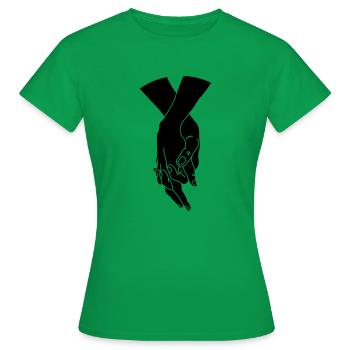 Hände Paar Liebe - Frauen T-Shirt - Kelly Green - Vorne - AI Model Female 172 dark (172cm)
