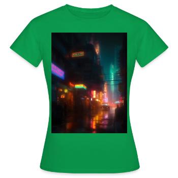 Une ville futuriste illuminée de néons - T-shirt Femme - vert - Devant - AI Model Female 172 dark (172cm)