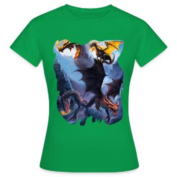 DRAGON FANTASY STIL - Frauen T-Shirt - Kelly Green - Vorne - AI Model Female 172 dark (172cm)