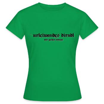 urleiwandes Dirndl mit geilen Tattoos - Frauen T-Shirt - Kelly Green - Vorne - AI Model Female 172 dark (172cm)