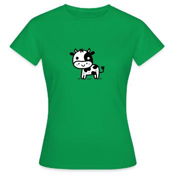 Entzückendes Kawaii Kuh Design - Niedliche Farm Tierkunst - Frauen T-Shirt - Kelly Green - Vorne - AI Model Female 172 dark (172cm)