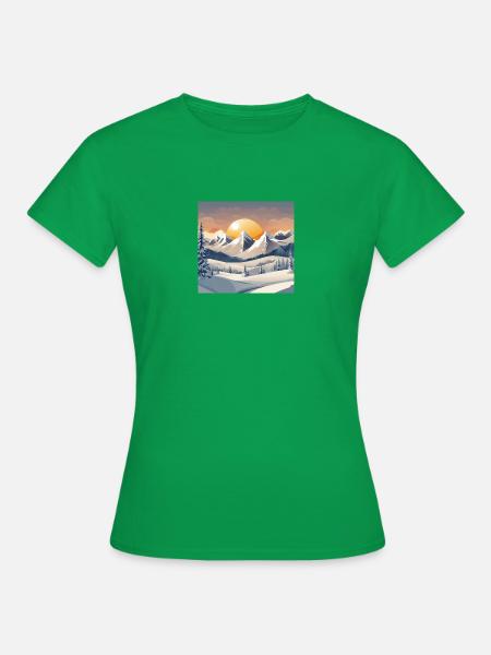 Winterberg mit Sonne - Frauen T-Shirt - Kelly Green
