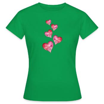 Coeurs Aquarelles - T-shirt Femme - vert - Devant - AI Model Female 172 dark (172cm)