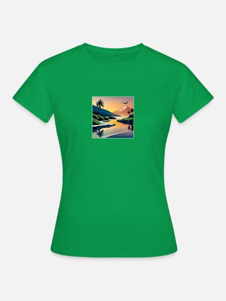 Warme Landschaft gezeichnet - Frauen T-Shirt - Kelly Green