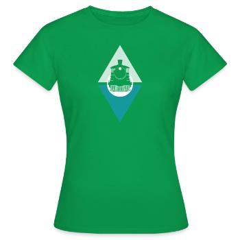 Locomotive à vapeur Locomotive à vapeur Chemin de fer - T-shirt Femme - vert - Devant - AI Model Female 172 dark (172cm)