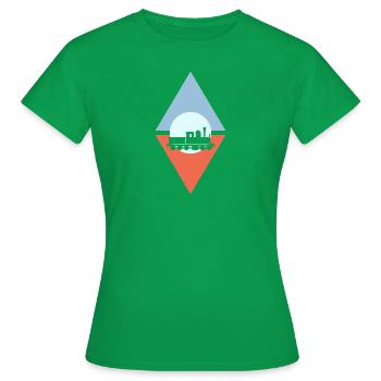 Eisenbahn Dampflok - Frauen T-Shirt - Kelly Green - Vorne - AI Model Female 172 dark (172cm)