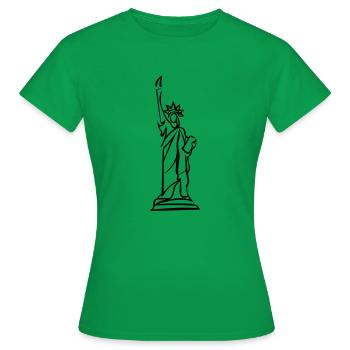 Freiheitsstatue Line Art - Minimalistisch - Frauen T-Shirt - Kelly Green - Vorne - AI Model Female 172 dark (172cm)