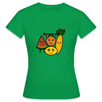 fruity family - Women's T-Shirt - kelly green - Front - AI Model Female 172 dark (172cm)
