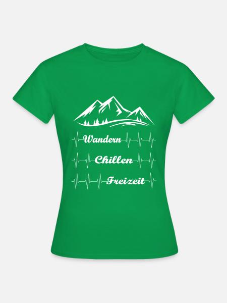Wandern Herzschlag Pulsschlag Berge Wanderung - Frauen T-Shirt - Kelly Green