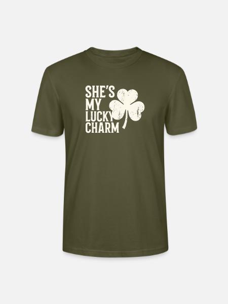 Sie ist mein Glücksbringer-Kleeblatt-Design - Stanley/Stella Unisex Bio-T-Shirt CRAFTER - Khaki