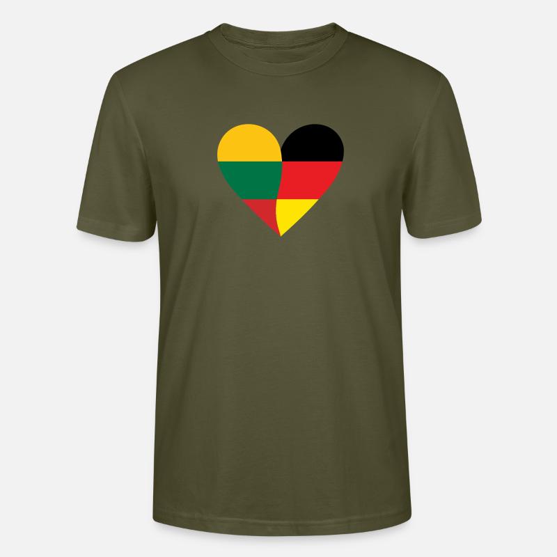 Lithuania Germany Heart - Stanley/Stella Unisex Bio-T-Shirt CRAFTER - Khaki