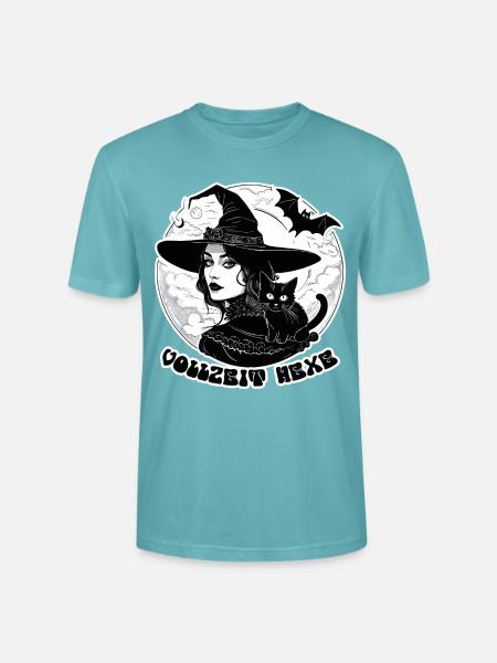 Hexe mit Katze - Halloween Vollzeit Hexe 1 - Stanley/Stella Unisex Bio-T-Shirt CRAFTER - Pastelltürkis