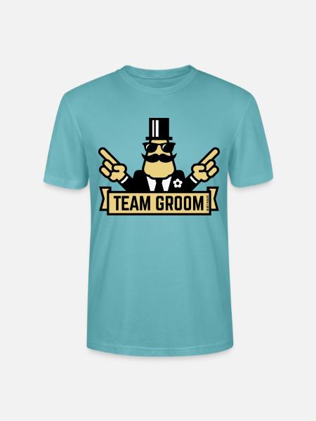 Team Groom (Pointing Stag Night Bachelor Party 3C) - Stanley/Stella CRAFTER Unisex Organic T-Shirt - pastel turquoise