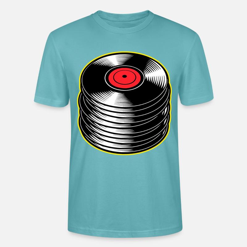 Stack d’albums vinyles - T-shirt bio CRAFTER Stanley Stella Unisexe - turquoise pastel
