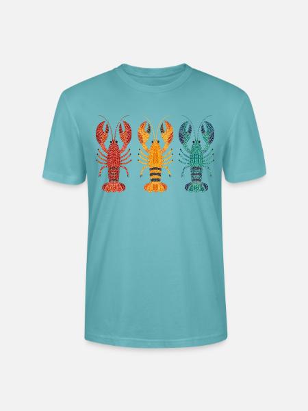 Drei Hummer Punktkunst - Stanley/Stella Unisex Bio-T-Shirt CRAFTER - Pastelltürkis