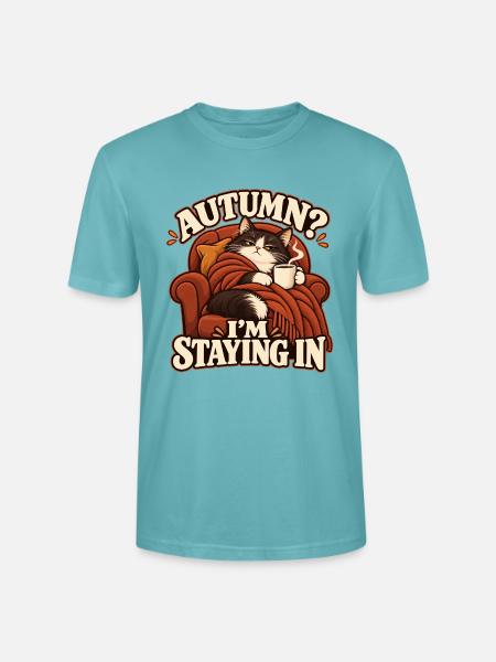 Gemütliche Herbstkatze - Stanley/Stella Unisex Bio-T-Shirt CRAFTER - Pastelltürkis