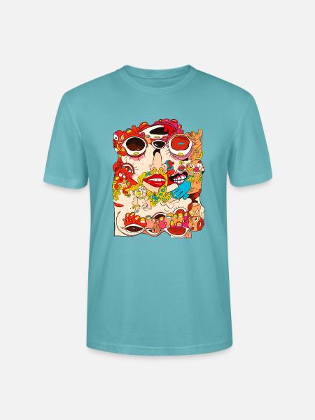Gesichts-Tattoo - Stanley/Stella Unisex Bio-T-Shirt CRAFTER - Pastelltürkis