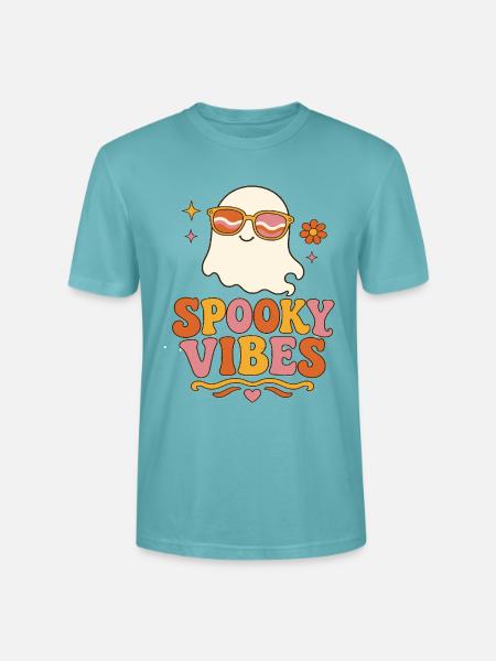 Spooky Vibes Ghost Retro - Stanley/Stella Unisex Bio-T-Shirt CRAFTER - Pastelltürkis