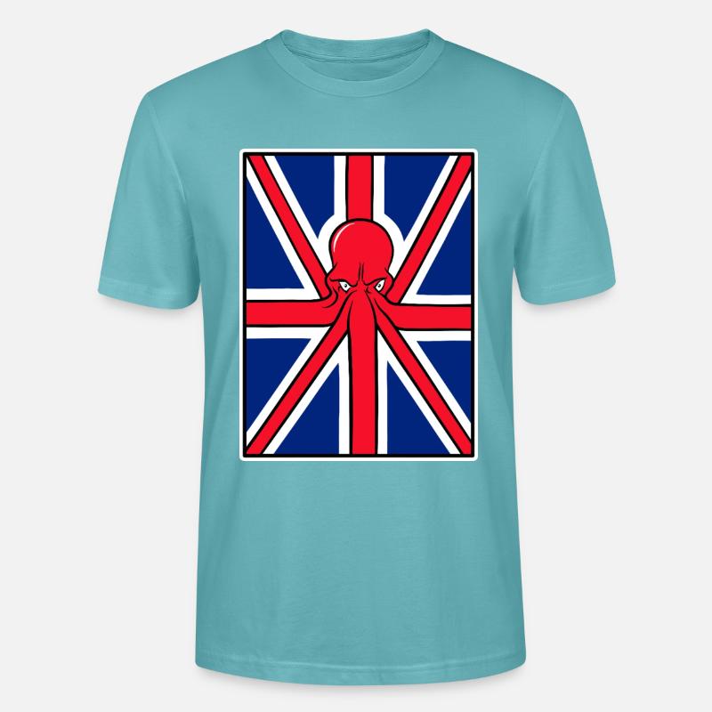 Drapeau Union Jack pieuvre rouge - T-shirt bio CRAFTER Stanley Stella Unisexe - turquoise pastel