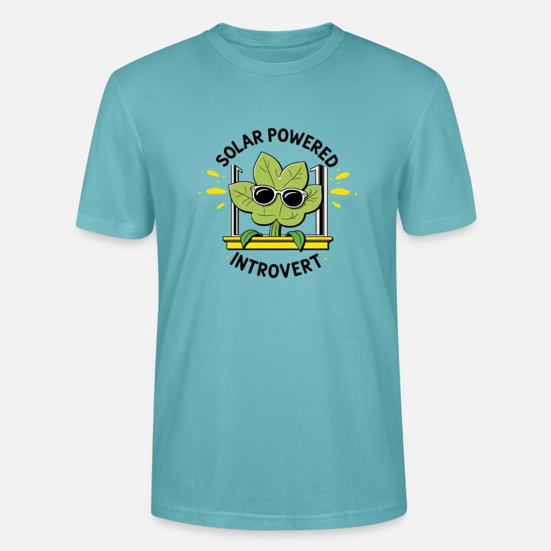 Solar Powered Introvert – Plant Joke - Stanley/Stella CRAFTER Unisex Organic T-Shirt - pastel turquoise