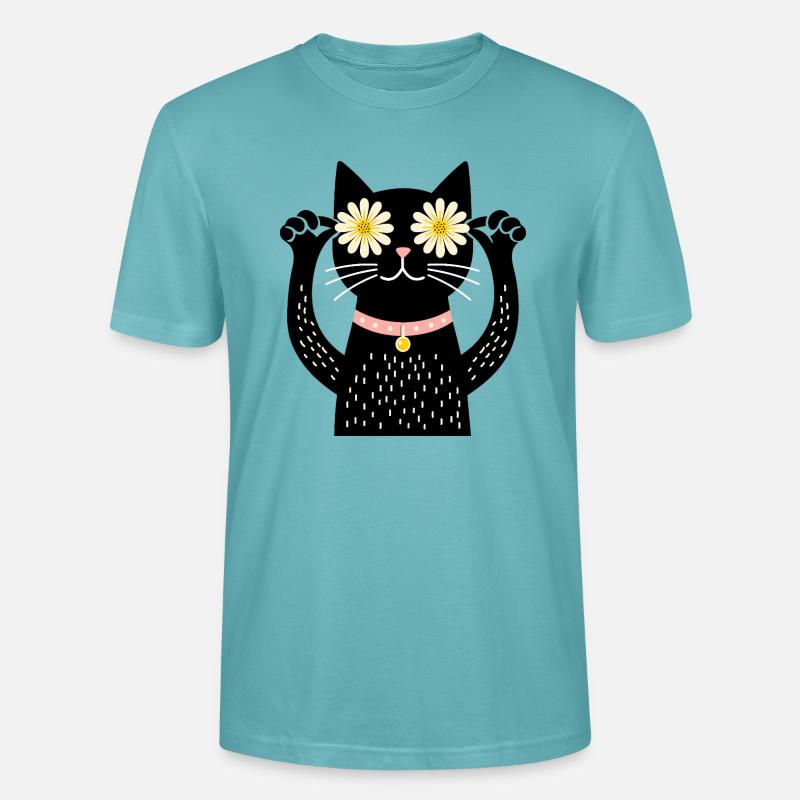 Katze und gänseblümchen - Stanley/Stella Unisex Bio-T-Shirt CRAFTER - Pastelltürkis