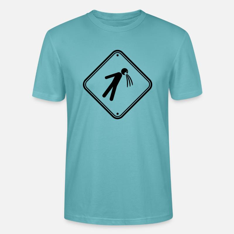 shield caution note vomit vomit - Stanley/Stella CRAFTER Unisex Organic T-Shirt - pastel turquoise