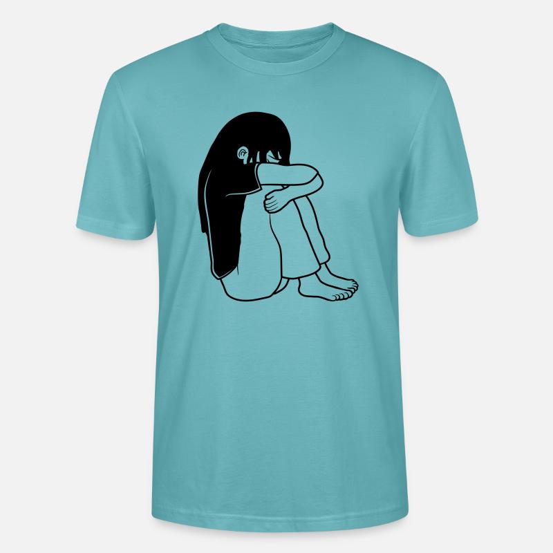 Mädchen Traurig Sitzend - Stanley/Stella Unisex Bio-T-Shirt CRAFTER - Pastelltürkis