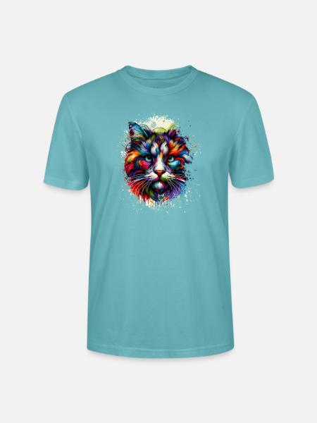Buntes Katzen Kunstwerk - Stanley/Stella Unisex Bio-T-Shirt CRAFTER -