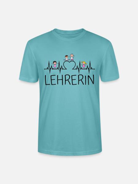 Lehrerin Herzschlag mit Herz und Kindern - Stanley/Stella Unisex Bio-T-Shirt CRAFTER - Pastelltürkis