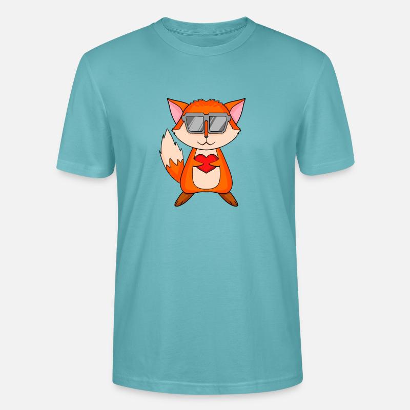 Fuchs mit Sonnenbrille und Herz - Stanley/Stella Unisex Bio-T-Shirt CRAFTER - Pastelltürkis