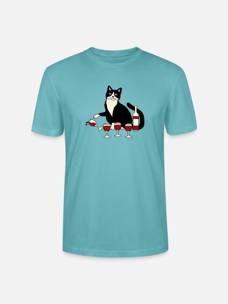 Verre à vin pour chat - T-shirt bio CRAFTER Stanley Stella Unisexe - turquoise pastel