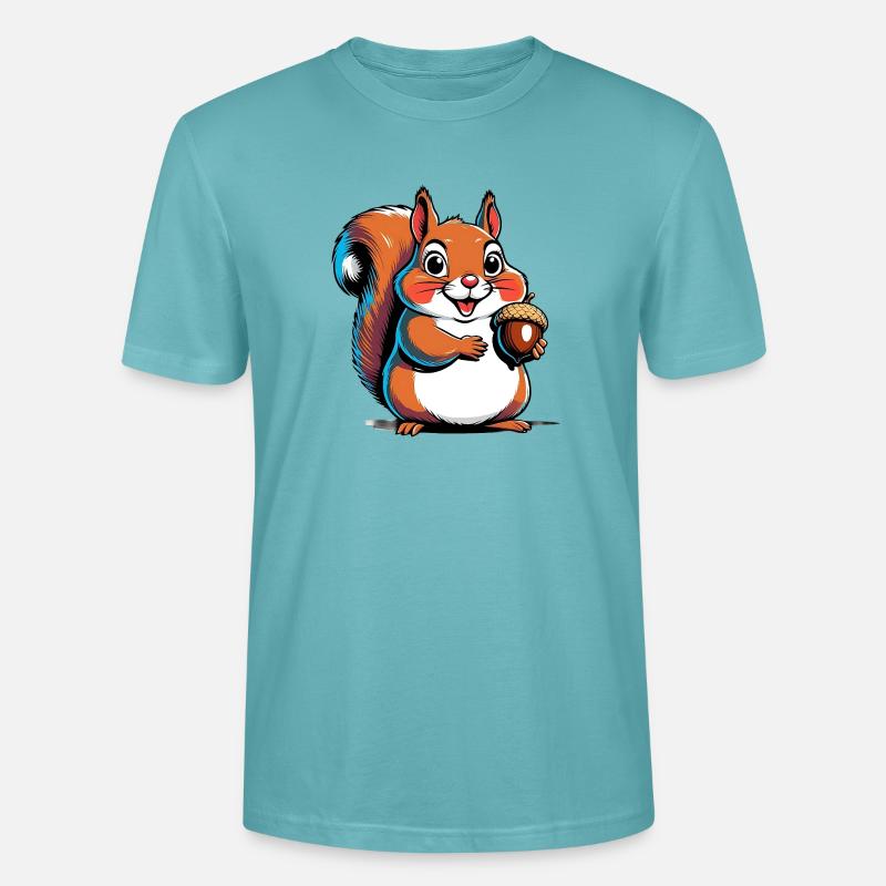 Niedlicher Eichhörnchen Druck mit Eichel - Stanley/Stella Unisex Bio-T-Shirt CRAFTER - Pastelltürkis