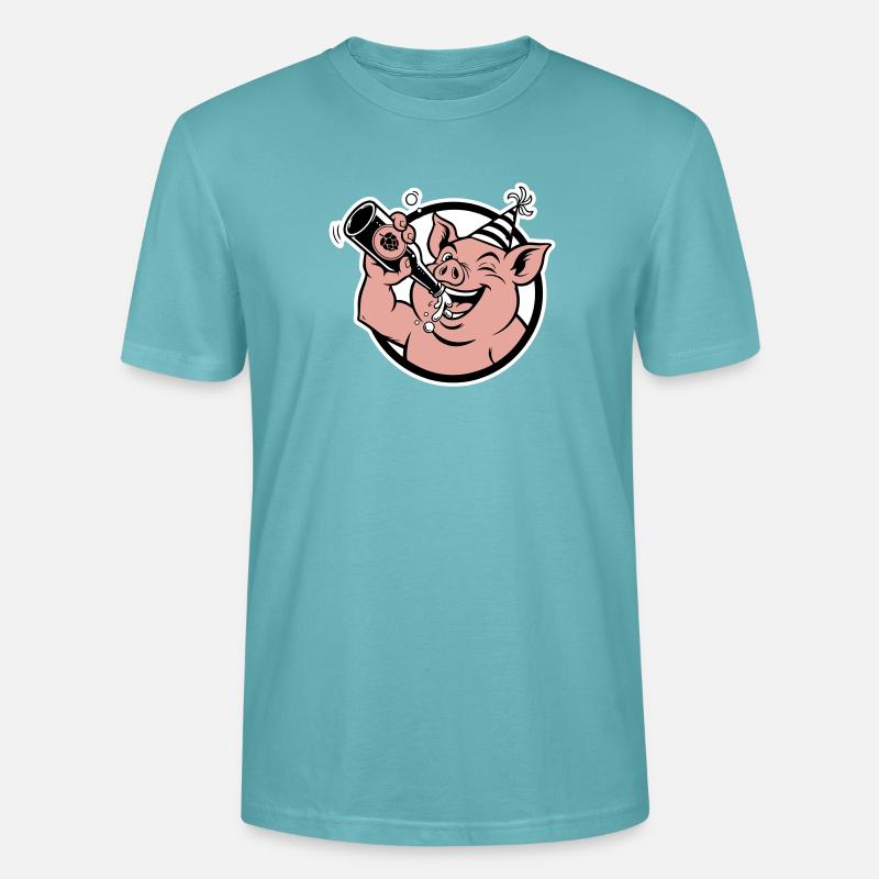 Schweinchen mit Festflasche - Stanley/Stella Unisex Bio-T-Shirt CRAFTER - Pastelltürkis