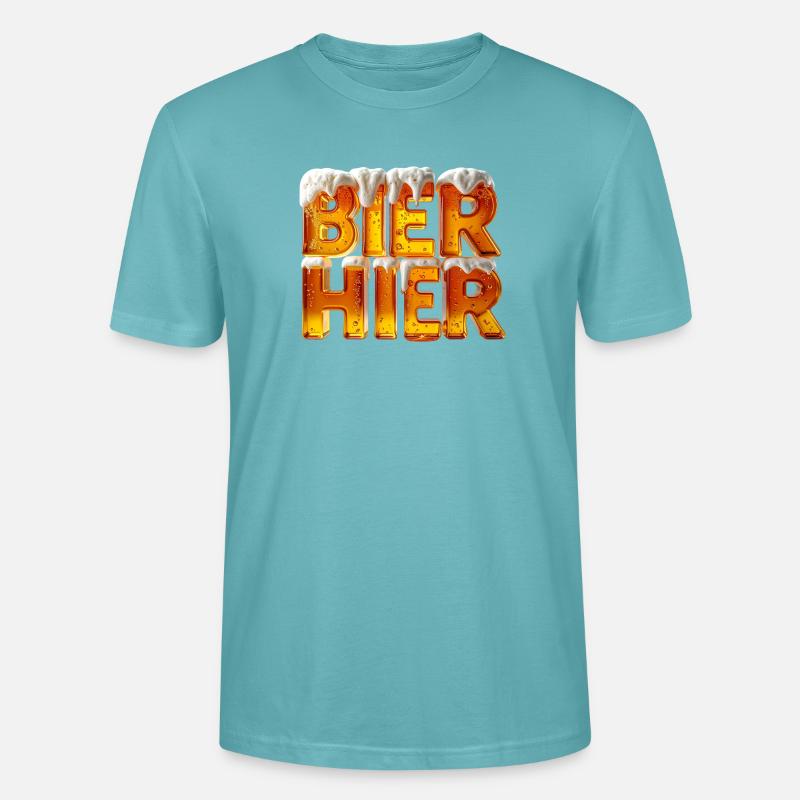 Bier? Hier! – 3D Bierglas-Buchstaben mit Schaum - Stanley/Stella Unisex Bio-T-Shirt CRAFTER - Pastelltürkis