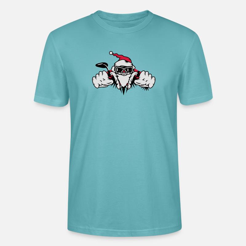 Weihnachtsmann auf Motorrad mit Geschenken - Stanley/Stella Unisex Bio-T-Shirt CRAFTER - Pastelltürkis