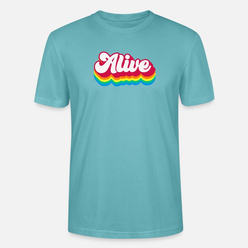 Alive - Retro Rainbow 70s - Stanley/Stella CRAFTER Unisex Organic T-Shirt - pastel turquoise