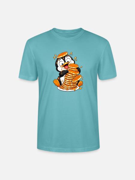 Pinguin Pancakes Sirup Lustiger Cartoon - Stanley/Stella Unisex Bio-T-Shirt CRAFTER - Pastelltürkis