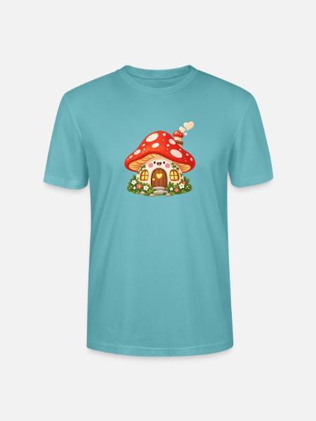 Kleines Pilzhäuschen mit Herzfenster - Stanley/Stella Unisex Bio-T-Shirt CRAFTER - Pastelltürkis