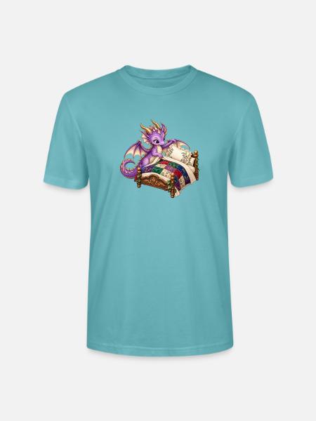 Lila Drache auf Quiltbett - Stanley/Stella Unisex Bio-T-Shirt CRAFTER - Pastelltürkis