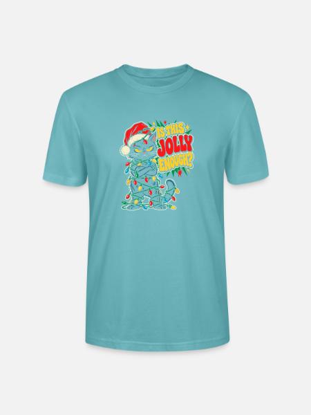 Grimmiger Weihnachtskater mit Lichtern - Stanley/Stella Unisex Bio-T-Shirt CRAFTER - Pastelltürkis