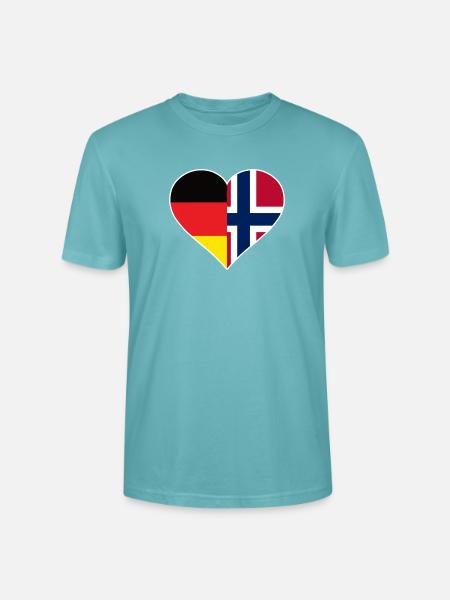 Deutsch-Norwegisches Flaggenherz - Stanley/Stella Unisex Bio-T-Shirt CRAFTER - Pastelltürkis