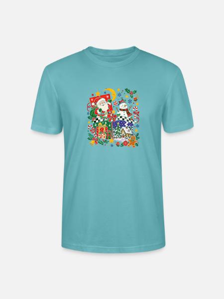 Festliche Weihnachtsszene mit Geschenken - Stanley/Stella Unisex Bio-T-Shirt CRAFTER - Pastelltürkis