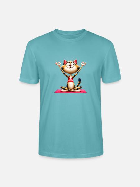 Katze macht Yoga | Meditationskatze - Stanley/Stella Unisex Bio-T-Shirt CRAFTER - Pastelltürkis