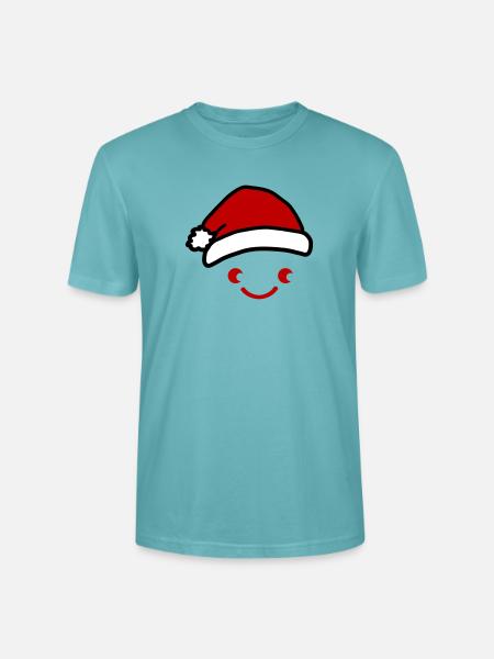 Fröhliches Santa-Gesichtshut - Stanley/Stella Unisex Bio-T-Shirt CRAFTER - Pastelltürkis