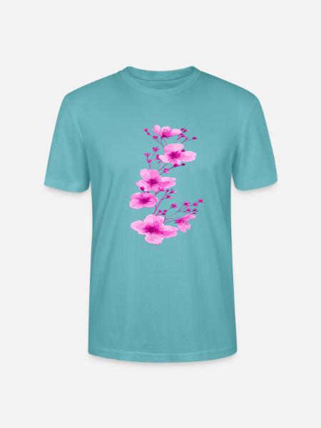 Kirschblüten sakura neon pink sakura - Stanley/Stella Unisex Bio-T-Shirt CRAFTER - Pastelltürkis