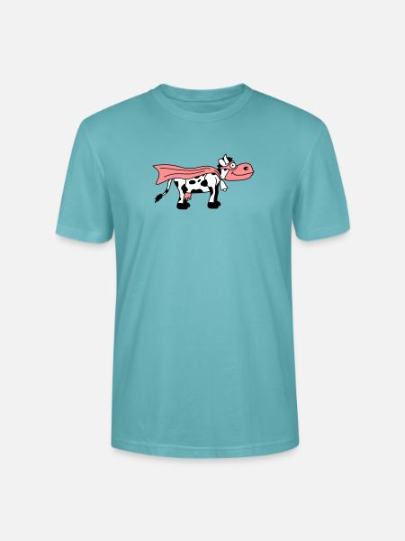 Super Cow Cartoon - Stanley/Stella CRAFTER Unisex Organic T-Shirt - pastel turquoise
