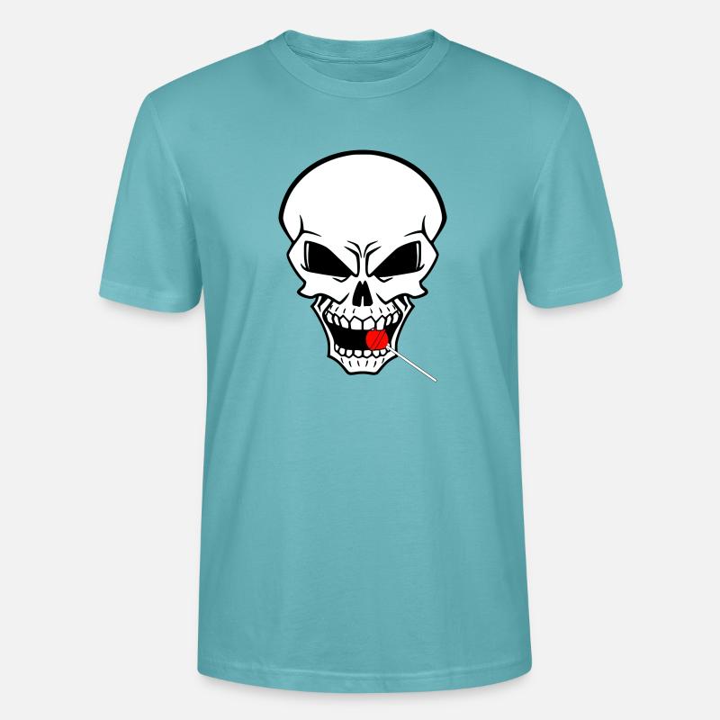 Rebellenschädel mit rotem Lutscher - Stanley/Stella Unisex Bio-T-Shirt CRAFTER - Pastelltürkis