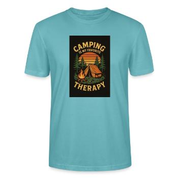 Camping is Therapy - Stanley/Stella Unisex Bio-T-Shirt CRAFTER - Pastelltürkis - Vorne - Alina (178cm) & Michal (187cm)