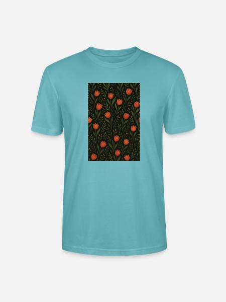 Tulip Pattern - Stanley/Stella CRAFTER Unisex Organic T-Shirt - pastel turquoise