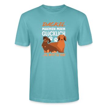 Dackel Machen Glücklich - Stanley/Stella Unisex Bio-T-Shirt CRAFTER - Pastelltürkis - Vorne - Alina (178cm) & Michal (187cm)